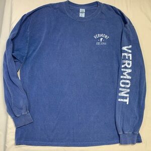 Vermont Blue TShirt Men’s 2XL Long Sleeve Top Vacation Travel Tee Ski Trip Fall